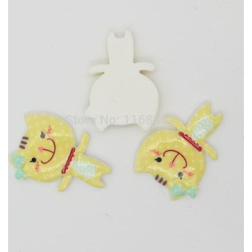 1pcs/lot resin flat back light yellow colorful print happy Kitty cat 29mm Scrapbook Embellishment DIY Phone Decoration C001-9