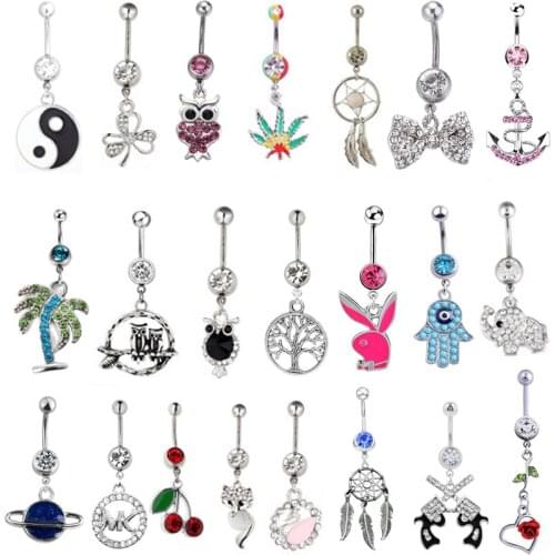 12PCS Mix Design Women Body Jewelry Navel Piercings Animal Belly Button Rings Navel Rings Women Girls Bikini Bijoux Barbell