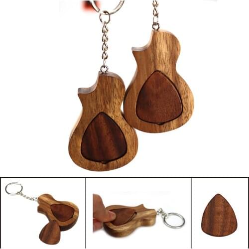 2 Pcs Wooden Guitar Picks with Box Wood Picks for Acoustic Electric Guitars Plectrum Bass Ukulele Musical Instrument Tool