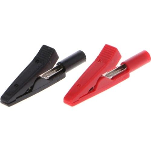 2 Pcs Insulated Alligator Clip 2mm Banana Female Adapter Meter Test Probe Black Red Wholesalse