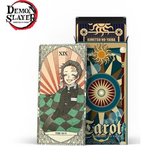 22pcs Anime Demon Slayer Tarot Cards Kamado Tanjirou Nezuko Divination Paper Card Full Set of Tarot Cards Cosplay Prop Gift