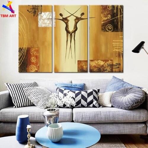 3Panels Golden Lines Picture Hand Painted Modern Abstract Oil Painting on Canvas Big Wall Art Gift Unframed Home Decor JYJLV184