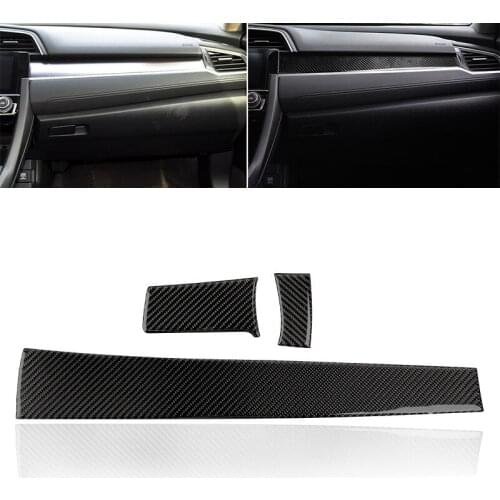 3 PCS Carbon Fiber Central Control Gear Shift Panel Cover Decal Decorative Stickers for honda civic 10th gen 2020-2016