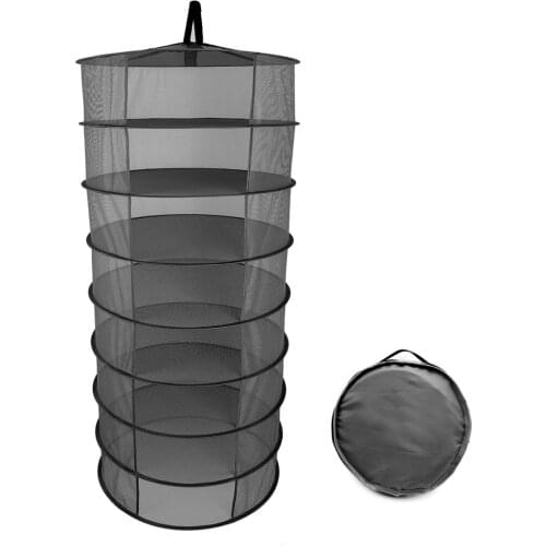 8 Layer 60cm Plant Herb Mesh Drying Rack Collapsible Outdoor Hanging Laundry Net Dryer Easy To Set Up And Take Down