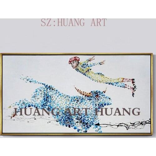 Abstract handmade art hand-painted oil painting animals cattle modern childrens canvas wall decoration free shipping