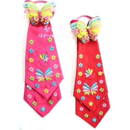 Hair Accessories for Girls Hanbok Accessories Embroidery Headband Stage Performance Headdress Woman Red Hair Rope