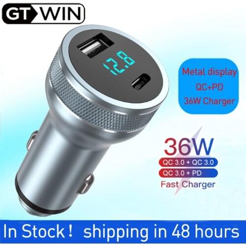 GTWIN 36W 3.1A Car Charger Dual USB Fast Charging QC Phone Charger Adapter For iPhone 12 11 Pro Max 6 7 8 Xiaomi Redmi Huawei