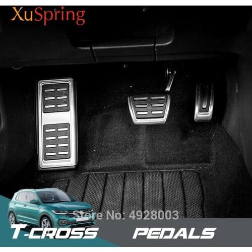 Car Accelerator Gas Footrest Pedals Plate Clutch Throttle Brake Treadle Accessory Styling for Volkswagen VW T-cross Tcross 2019