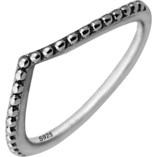 Beaded Wish Heart Ring 100% 925 Sterling Silver Jewelry Rings for Women Men Part Gift Bijoux Trendy Rings R136