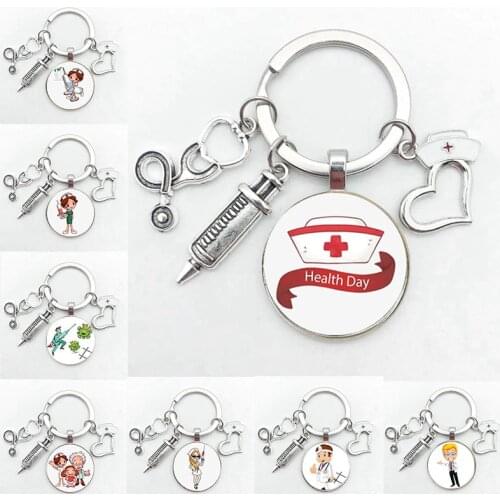 1 Piece Nurse Keychain Physician Assistant Keychain Medical Keychain Stethoscope Syringe Amulet Car Keychain Men And Women Jewel