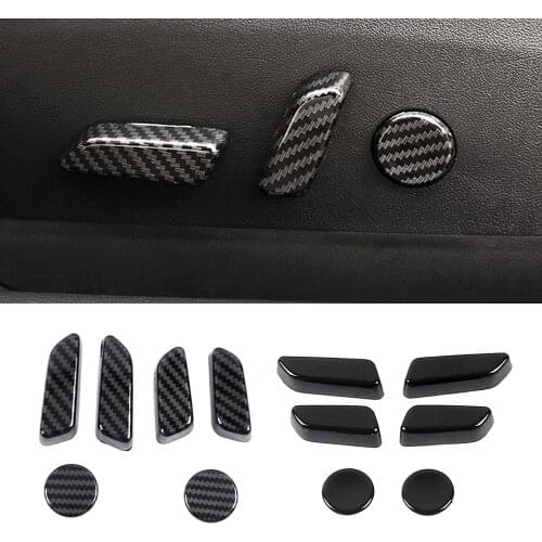 For Tesla Model 3 Model Y Carbon Fiber Color Seat Adjust Switch Button Trim Cover Black ABS Car Interior Accessories