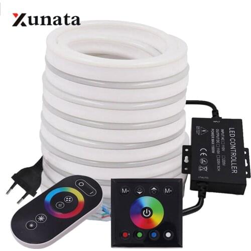 220V RGB Neon Strip WIFI Bluetooth Remote Control Flexible Neon Sign Light 2835 5050 120Leds/M Waterproof Neon Ribbon Rope Tape