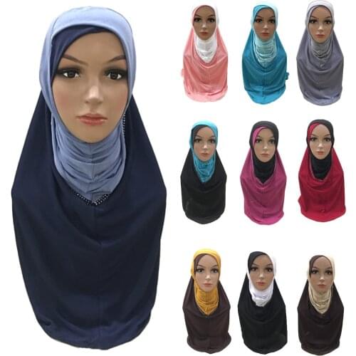 Muslim Women Hijab Instant Ready To Wear Scarf One Piece Amira Hijab Islamic Full Cover Shawl Wrap Headscarf Turban Arab Cap Hat