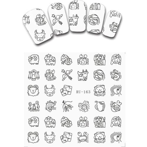 UPRETTEGO NAIL ART BEAUTY WATER DECAL SLIDER NAIL STICKER FLOWER LEAF VEIN ZODIAC TASSEL CONSTALLTION RU163-168