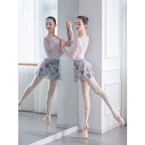Lace Printed Floral Ballet Skirts Adult Womens Dance Gauze Training Skirt