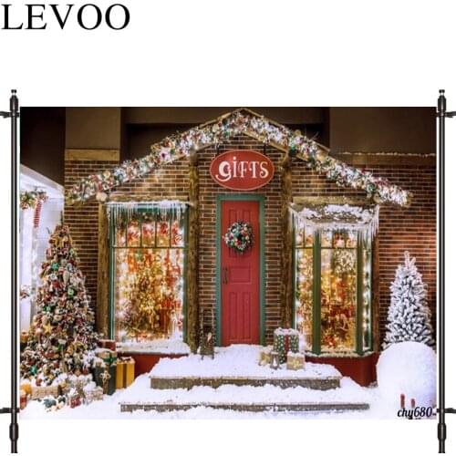 LEVOO Photography Studio Red Wreath Christmas Door Window Newborn Photography Backdrop Camera Fotografica