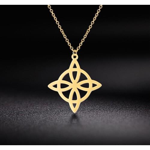 LIKGREAT Solid Flower Cross Pendant Necklace Stainless Steel gold plated 18K Charm for Women Chain Choker Fashion Jewelry Gifts