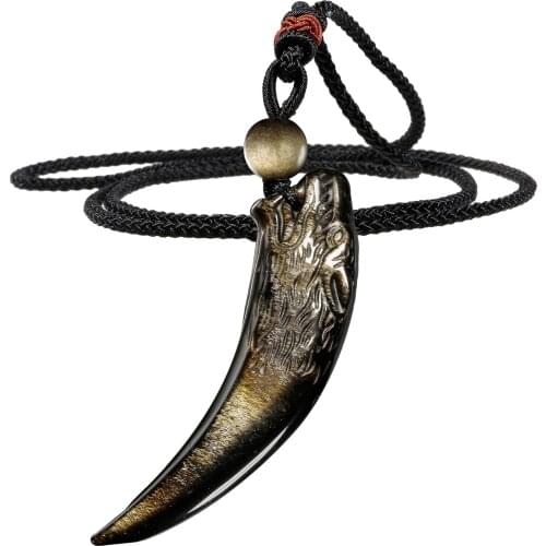 Men Antique Tribal Carved Wolf Fang Pendant Domineering Amulet DIY Personality hip-hop party pendant Gift