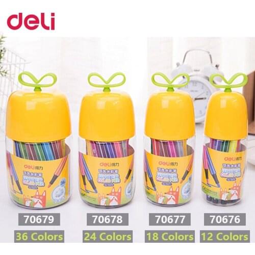 Deli 12/18/24/36 colors washable watercolor marker pen set for school drawing art supply quality marker for comic manga