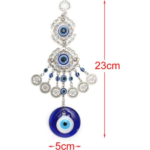 Turkish Blue Eye Horseshoe with Elephant and Ribbon Wall Hanging Amulet Ethnic Lucky Gift Pendants Home Car Hanging Decorations