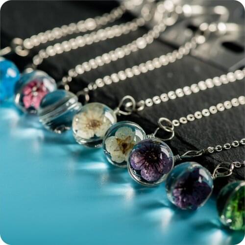 Transparent Glass Eardrop Dried Flower In Glass Ball Earrings Fantasy DIY Ear Lines Dangle Earring For women #BZ116