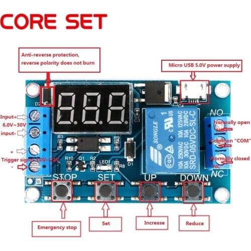 DC 6-30V 1 Channel 5V Relay Module Time Delay Relay Module Trigger OFF / ON Switch Timing Cycle 999 minutes for Arduino Relay