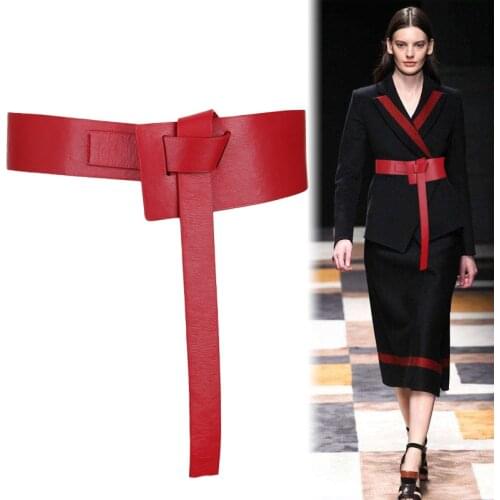 New Design Women Knot Waistbands wide long belts soft PU leather Fashion Woman cummerbunds Dress Decorate DIY bow Buckle Gifts