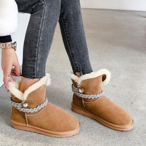 Luxury brand snow boots womens new winter shoes cow suede keep warm ankle boots womens shoes botas mujer