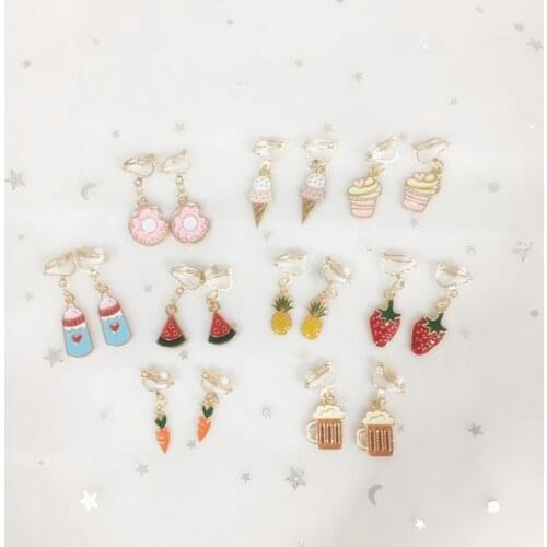 Clip On Earrings Kids Cute Ice cream Fashion Food Ear No Piercing Ear Rings For Children Gift Jewelry Korean Ear Clip For Girls