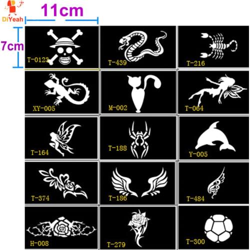 Stencils for Tattoo Henna Tattoo Stencil for Face Painting Templates Mehendi Airbrush Glitter Temporary Body Paint Art 15 Kinds