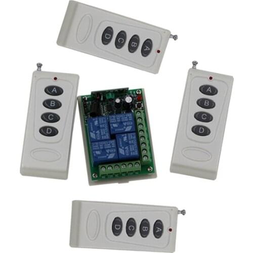 High Quality DC24V 4CH RF Wireless Remote Control Switch System Receiver & 4Transmitter Momentary Toggle Latched
