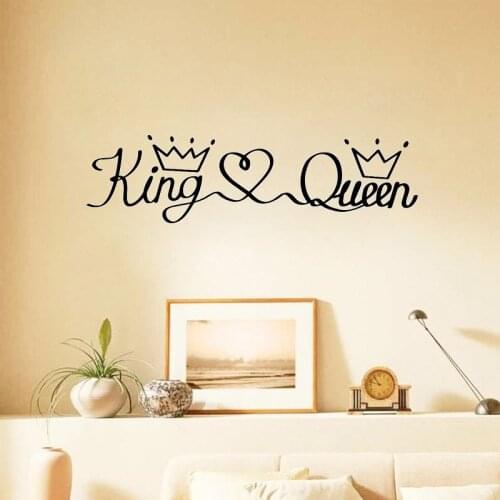 WJWY Romantic King Queen Phrase Wall Sticker Vinyl Bedroom Art Murals Baby Room Wall Decoration Home Decor