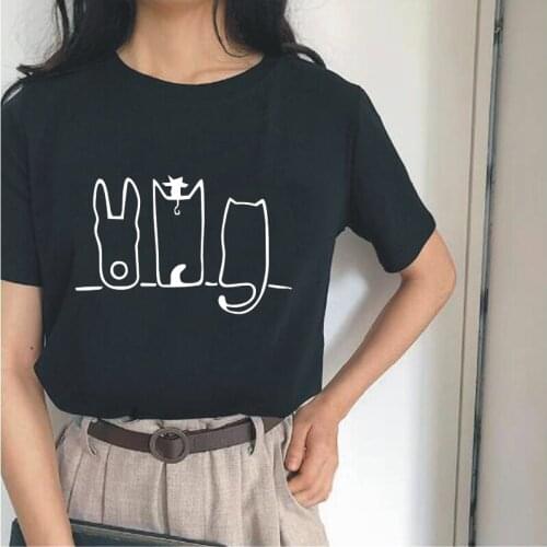 Funny pattern printing T-shirt casual Harajuku plus size womens short-sleeved tees outdoor 0-neck cotton T-shirt camiseta mujer