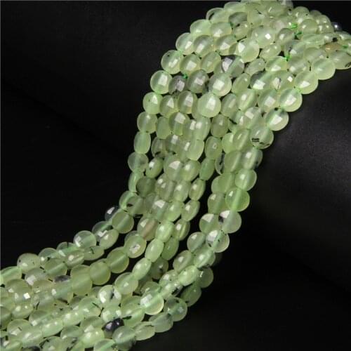 Green Prehnites Round Flat Loose Spacer Beads For Jewelry Natural Faceted Stone Beads DIY Making Bracelet 15'' Pick Size 4 6mm