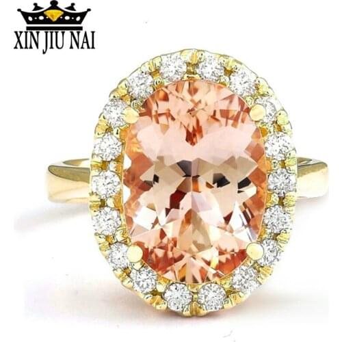 2 C Champagne Wedding Rings For Women Engagement Jewellery Natural Morgan Stone Ring Jewelry Decoration For Women Accessories