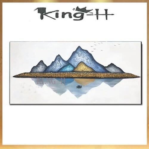 100% Hand Painted Gold Foil Art Modern Mountain Oil Painting Canvas Abstract Wall Art Paintings Picture For Living Room D