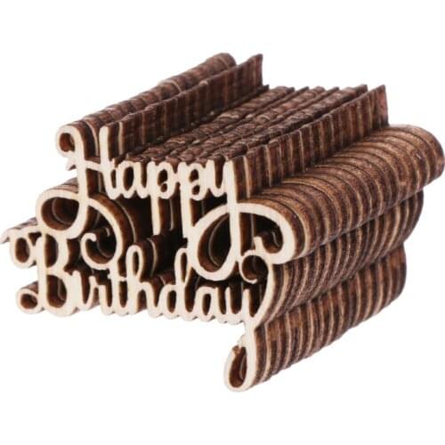 15Pcs Wooden Happy Bithday Table Confetti Scatter Vintage Rustic Party Decor Craft Scrapbook Decorations