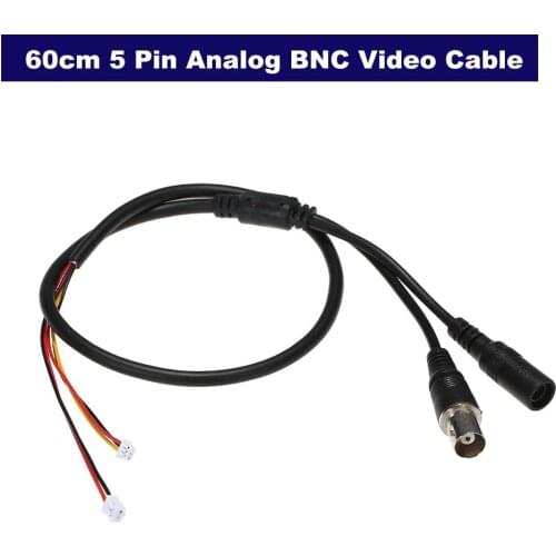 2/5PCS/Lot 60cm 5 Pin Analog BNC Video Cable Power Lead Wire F Video & DC Jack Female Cord for Analog CCTV Camera PCB Board