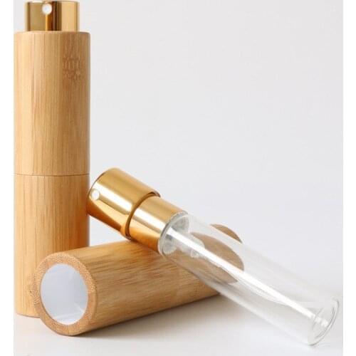 8/10/20ML Natural Bamboo Rotary Perfume Cosmetic Sub-bottling Bottle Wooden Perfume Spray Bottle Empty bottle 1PC