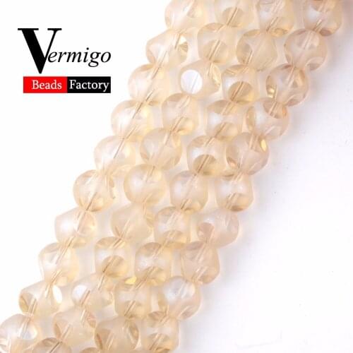8mm Faceted Champagne Czech Glass Beads For Needlework Jewelry Making 20pcs/lot Austria Crystal Spacer Beads Diy Bracelet