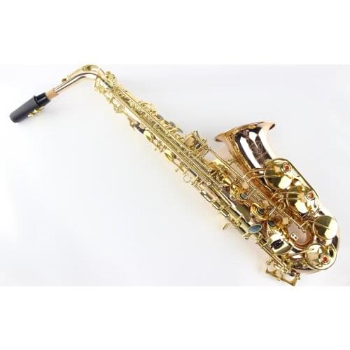 MARGEWATE Well-made Eb Tun Alto Saxeophone Phosphorus Copper Gold Lacquer E Flat Alto Sax Musical Instrument with Case