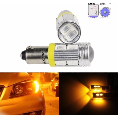 ANGRONG 2x 435 H21W BAY9S 433D 6021 LED Bulbs 10SMD 5630 LED Backup Reverse Parking Light Bulbs Amber 12V