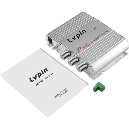 Audio Stereo Bass Speaker AMPLIFIER CD MP3 Radio Car Auto Motor Boat Home Mini Hifi Sliver 12V 20W Lightweight Aluminum 2 (2.0)