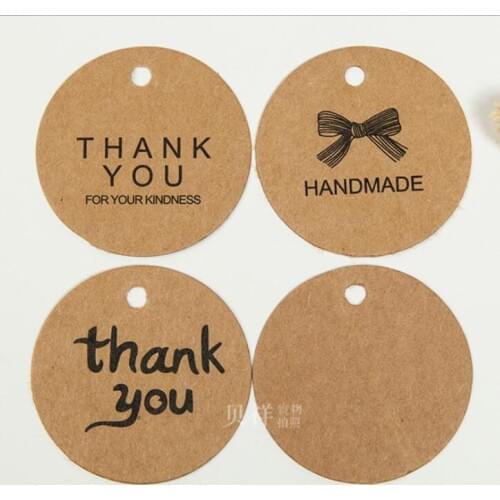 Free shipping Dia 4.2 cm Handmade Kraft Paper Hang Tags Round Tags Wedding Hang Tags Craft Gift Tags 100pcs/lot