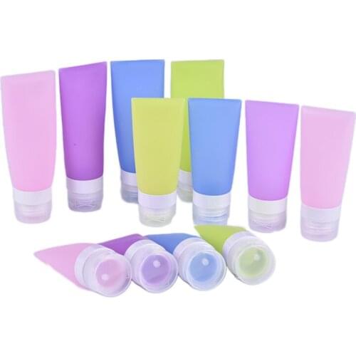 Travel 38/60/80ml Refillable Bottles Silicone Skin Care Lotion Shampoo Gel Squeeze Bottle Tube Containers Squeeze Kits Drop ship