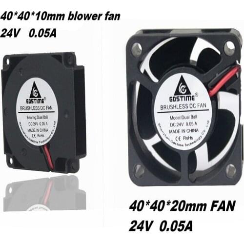 Gdstime product mix 1pcs 40mm x 20mm 24V Ball Bearing DC Brushless Cooler and 40mm x 10mm 24V Mini 3D Printer Turbo blower fan