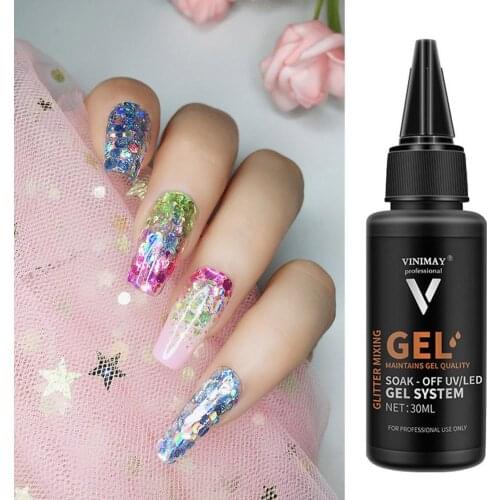 30/60ml Soak Off UV LED Gel System Mixing Gel For All Kinds Of Nail Polish Manicure Nail Varnish Decoration Smudge Blend Glitter