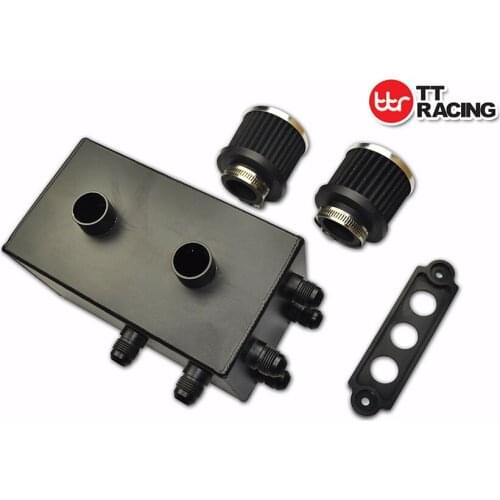 HONDA_OT_6_BK - TT Racing Oil Catch Can Breather Tank Black For Honda Civic Integra EK EG DC