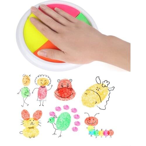 Interactive Toys Ink Pad DIY Finger Painting Craft Card Making Large Round For Kids Education Drawing Toys