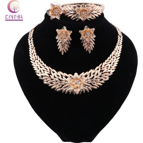 CYNTHIA Exquisite Dubai Gold Color Jewelry Set Brand Nigerian Wedding Woman Accessories Jewelry Set Wholesale Statement Jewelry